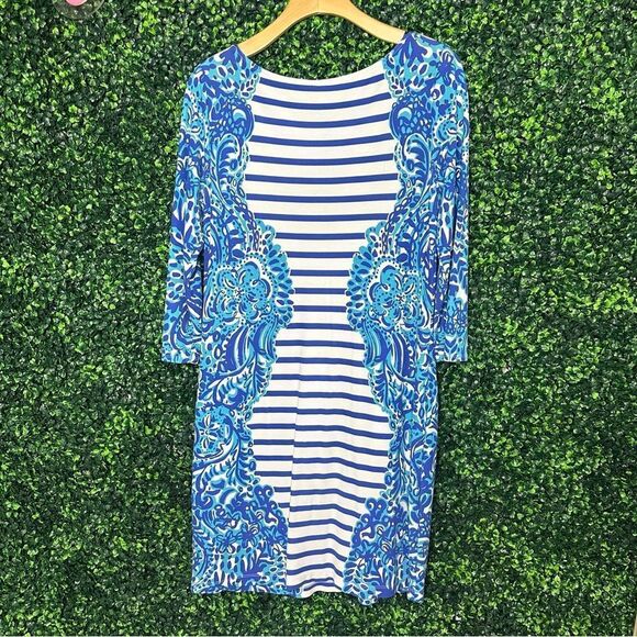Lilly Pulitzer Nila Striped Blue Shift Dress Sz M - Picture 5 of 12